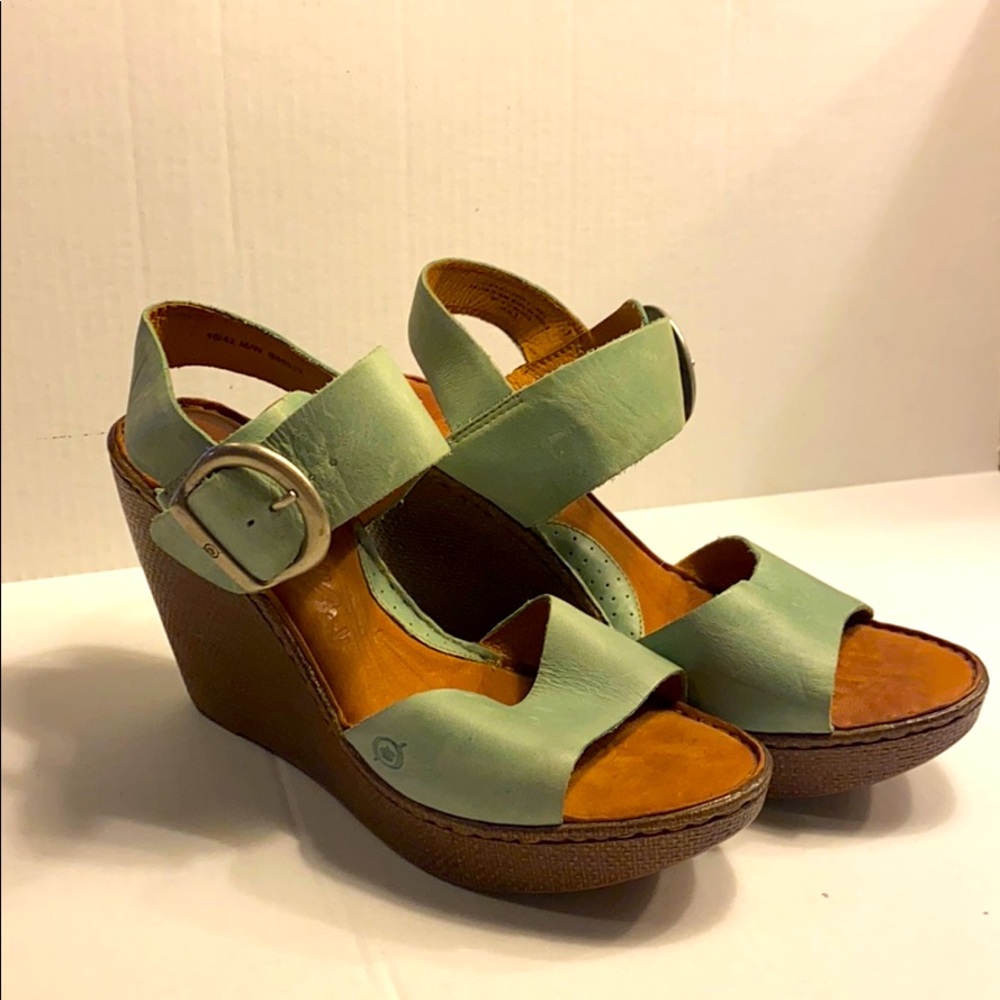 Leather Born Wedges- Size 10 Teal